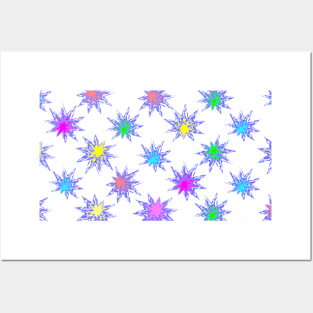 Glow Stars Diagonal Repeat on White Posters and Art